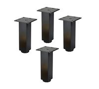 ACRaBoss Patas para Muebles, Patas Cuadradas de Metal para Armario, 4 Piezas para Bricolaje, Patas de Mesa de Metal Negras Modernas para Armario, Mesita de Noche con Tornillos, Patas de Altura Ajustab