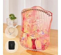 Acrílico 21/24 Cuerdas Lyre Harp con Guía de Aprendizaje Hoja Sintonizador de Música, Arpa de Palanca para Adolescentes, Arpa de Lira Portátil Fiesta de la Playa(Red,17 notes)
