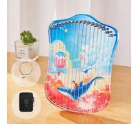 Acrílico 21/24 Cuerdas Lyre Harp con Guía de Aprendizaje Hoja Sintonizador de Música, Arpa de Palanca para Adolescentes, Arpa de Lira Portátil Fiesta de la Playa(Azul,17 notes)