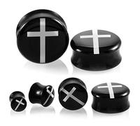 Acrílico cruz blanca Flare oído carne túnel tapón medidores Piercing oído expandidor