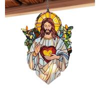acrílico de Jesús, colgante de ventana de 15 cm, panel decorativo 2D, arte de reflejo de luz para colgar en la pared, atrapadores para decoración del hogar, inauguración de la casa