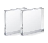 Acrílico muestra el bloque, Bloque de exhibición cuadrado de acrílico, cubo pulido, soporte base for soporte de anillo, varios tamaños(120x120x40mm 2 Pcs)