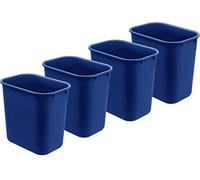 Acrimet Papelera, Cubo para el escritorio, 6.75 galones / 27 cuartos / 24 litros (plástico) (color azul) (conjunto de 4)