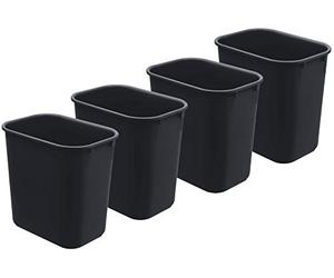 Acrimet Papelera, Cubo para el escritorio, 6.75 galones / 27 cuartos / 24 litros (plástico) (color negro) (conjunto de 4)