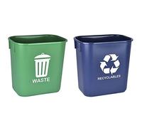 Acrimet Papelera para Reciclaje y Residuos, 3.25 galones / 13 cuartos / 12 litros (plástico) (verde y azul) (conjunto de 2)