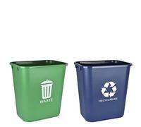 Acrimet Papelera para Reciclaje y Residuos, 6.75 galones / 27 cuartos / 24 litros (plástico) (verde y azul) (conjunto de 2)
