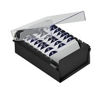 Acrimet Porta Tarjeta 3"x 5", Organizador de Fichas, Base de Metal Resistente (Incluye Índice AZ y un Divisor de Plastico) (Base Negro y Tapa de Plástico Transparente)