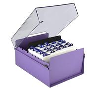 Acrimet Porta Tarjeta 5"x 8", Organizador de Fichas, Base de Metal Resistente (Incluye Índice AZ y un Divisor de Plastico) (Base Mirado y Tapa de Plástico Transparente)