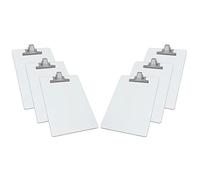 Acrimet Portapapeles con Pinza, Tamaño Carta A4 (MDF blanco en el frente/color madera detrás) (Pinza Color Plata) (Paquete de 6)