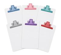 Acrimet Portapapeles con Pinza, Tamaño Memo A5 (MDF blanco en el frente/color madera detrás) (Pinza Color Surtida) (Paquete de 6)
