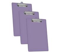 Acrimet Portapapeles de Plástico Rígido con Clip de Perfil Bajo y Reglas Laterales,Tamaño A4 (34cm x 24cm) (Color Morado) (Paquete de 3)