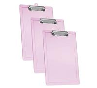 Acrimet Portapapeles de Plástico Rígido con Clip de Perfil Bajo y Reglas Laterales,Tamaño A4 (34cm x 24cm) (Color Rosa Transparente) (Paquete de 3)