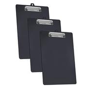 Acrimet Portapapeles de Plástico Rígido con Clip de Perfil Bajo y Reglas Laterales,Tamaño A4 (34cm x 24cm) (Color Negro) (Paquete de 3)