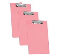 Acrimet Portapapeles de Plástico Rígido con Clip de Perfil Bajo y Reglas Laterales,Tamaño A4 (34cm x 24cm) (Color Rosa) (Paquete de 3)