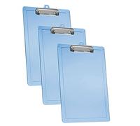 Acrimet Portapapeles de Plástico Rígido con Clip de Perfil Bajo y Reglas Laterales,Tamaño A4 (34cm x 24cm) (Color Azul Transparente) (Paquete de 3)