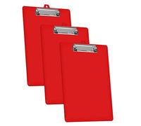 Acrimet Portapapeles de Plástico Rígido con Clip de Perfil Bajo y Reglas Laterales,Tamaño A4 (34cm x 24cm) (Color Rojo) (Paquete de 3)