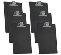 Acrimet Portapapeles de Plástico Rígido Tamaño A4 (34cm x 24cm) con Clip Metálico Premium y Reglas Laterales (Color Negro) (Paquete de 6)