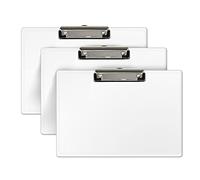 Acrimet Portapapeles horizontal tamaño carta A4 (9 1/16 x 13 3/8 pulgadas) clip de perfil bajo (plástico) (color blanco) (paquete de 3)