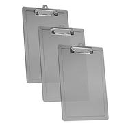 Acrimet Portapapeles Tamaño Carta A4 (34 cm x 24 cm) con Clip Metálico Bajo Perfil (Plástico) (Color Gris Humo) (3 Unidades)