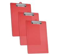 Acrimet Portapapeles Tamaño Carta A4 (34 cm x 24 cm) con Clip Metálico Bajo Perfil y Reglas Laterales (Color Rojo Transparente) (3 Unidades)