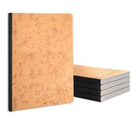 ACROPAQ - 5 cuadernos A5, aspecto de piel, punteados, formato A5, 192 páginas con reverso de lona, sin plástico, 100% reciclable - Libreta, diario, diario - marrón