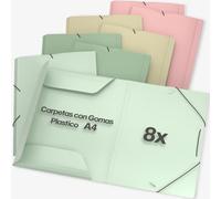ACROPAQ - 8 x Carpeta Elástica A4 - Hasta 200 Páginas, Ancho del Lomo 2,5 cm, Cierre Elástico, Tierra, Colección de Colores 'Naturaleza' - Carpetas con Elástico, Carpeta de Documentos A4