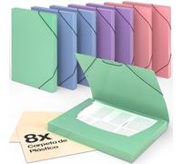 ACROPAQ - 8 x Carpeta elástica A4 - Hasta 200 páginas, Ancho del lomo 3,0 cm, Cierre elástico, Viento, Colección de colores Naturaleza - Carpetas con elástico, Carpeta de documentos A4
