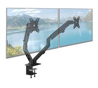 ACROPAQ Brazo Monitor Doble - Suporte con Resorte, para 17-27 Pulgadas, Giratorio 360º, Montaje rápido, Ángulo y Altura Ajustables - Monitor Arm, Soporte Monitor, Soporte Pantalla Ordenador - Negro