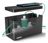 ACROPAQ Caja Cables - Pequeña (23,5 x 12 x 11,5 cm), Organizador de cables para esconder cables y enchufes, Plástico, Negro - Caja para cables, Cable Management Box