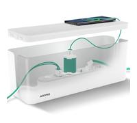 ACROPAQ Caja Cables - Organizador Cables, Ocultar fácilmente los Cables y enchufes, 41 x 13x 16 cm, Impermeable, Antideslizante - Organizador Cables Caja, Caja esconder Cables - Blanco/Grande