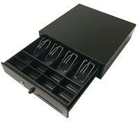 ACROPAQ Caja registradora - Apertura manual a pulsador, 33 x 33 cm, Con caja monedas, Encajable bajo cantador - Cajon caja registradora, Caja registradora negocio - Negro