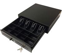 ACROPAQ Caja registradora - Apertura manual a pulsador, 41 x 41 cm, Con caja monedas, Encajable bajo cantador - Cajon caja registradora, Caja registradora negocio - Negro