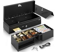 ACROPAQ Cajón portamonedas Fliptop - Compatible con caja registradora RJ11, 6 compartimentos monedas y 8 billetes, (46 x 18 x 10 cm) Carcasa de metal resistente, Inserto extraíble