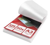 ACROPAQ Fundas para plastificar A3 - Pack de 50 Fundas de plastificación, 2x125 (250) micras, Acabado brillante, Esquinas redondeadas - Laminas plastificar A3