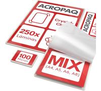 ACROPAQ Fundas para plastificar MIX - Diferentes formatos, 100 micras, 250 fundas (50 x A5, A6, A8), (100 x A4), Superficie brillante, Esquinas redondeadas - Laminas plastificar
