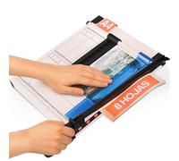 ACROPAQ Guillotina de Papel A4 - Para 8 hojas máx., Guía de corte magnética, Compacta, Pies antideslizantes, Beige - Guillotina