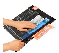 ACROPAQ Guillotina de Papel A4 - Para 8 hojas máx., Guía de corte magnética, Compacta, Pies antideslizantes, Negro - Guillotina