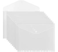 ACROPAQ Porta Documentos - Paquete de 10 Carpetas Portafolios Perforadas A4 con Gancho y Cierre de Anillo - Transparentes - 11 Orificios y Espesor Resistente 0,17mm