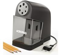 ACROPAQ Sacapuntas eléctrico con depósito para lápices gruesos y finos - Afilador profesional de alta resistencia con 6 niveles de punta, arranque automático y protección contra sobrecalentamiento