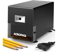 ACROPAQ Sacapuntas Eléctrico con Depósito para Lápices Gruesos y Finos - Afilador Profesional de Alta Resistencia con Parada Automática y Protección contra Sobrecalentamiento