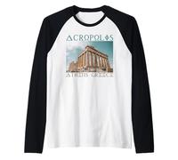 Acrópolis De Atenas Grecia Monumento Histórico Recuerdo Camiseta Manga Raglan