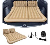 ACROSSPART Colchón hinchable para coche, con bomba de aire y 2 almohadas, portátil, de doble cara, para camping, viajes, exterior (beige)