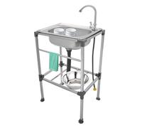 ACROSSPART Fregadero de acero inoxidable, Fregadero independiente, Fregadero comercial de acero inoxidable con grifo, Lavabo multifunción