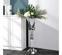 ACROSSPART Jarrón de suelo grande moderno decorativo de metal, trofeo, florero para tulipanes, plata, gran florero, decoración del hogar, 74 cm