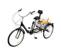 ACROSSPART Triciclo plegable de 24 pulgadas para adultos, 7 velocidades, 3 ruedas, triciclo plegable con cesta para personas mayores triciclo para adultos