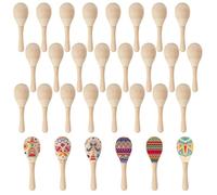 Acrux7 30 mini maracas de madera sin terminar a granel, mini maracas de madera para recuerdos de fiesta mexicana, decoraciones de fiesta temática, pintura DIY