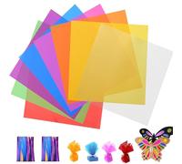 Acrux7 Hojas de celofán 320 hojas de celofán de 7.5 x 7.5 pulgadas, envoltura de celofán de colores con lazos giratorios para manualidades, regalos, decoración