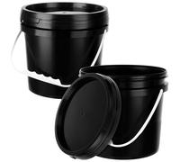 Acrux7 Paquete de 2 latas de pintura vacías de 1 galón con tapas, cubos de pintura de plástico con asa, recipientes de almacenamiento de pinturas para pintura, barniz, manualidades, almacenamiento de