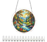Acryl Sonnenfänger Jigsaw Puzzle - 21x21x3 cm Sonnenfänger Puzzle Ornament | Natürliche Landschaft Fensterdeko | 2D Acryl Fenster Ornament Lichtspiel | Innenbereich Wohnzimmer Schlafzimmer Balkon Gart