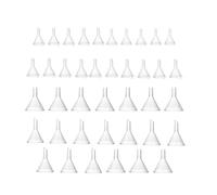 Acrylic 40 pequeños embudos de plástico transparente, mini embudo de viaje de plástico para verter pequeños perfumes muestra, emulsión, especias, 4 estilos